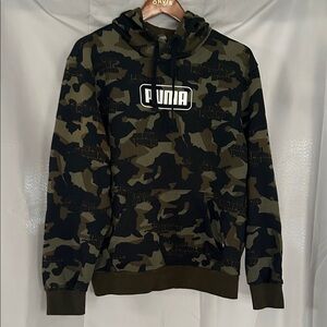 Puma Green and Black Camouflage Hoodie
